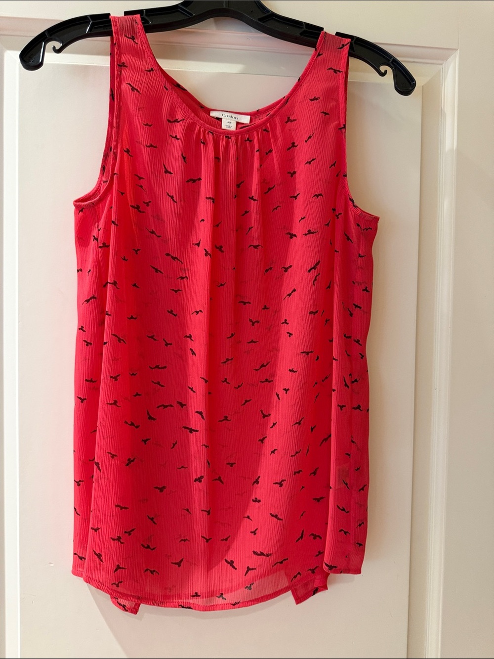Caslon Red Sleeveless Printed Chiffon Tank